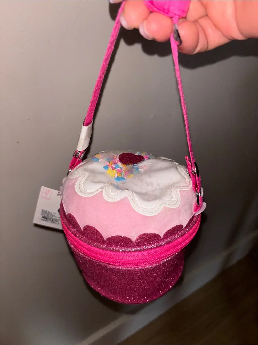 Justice Pink Glitter Cupcake Crossbody Bag